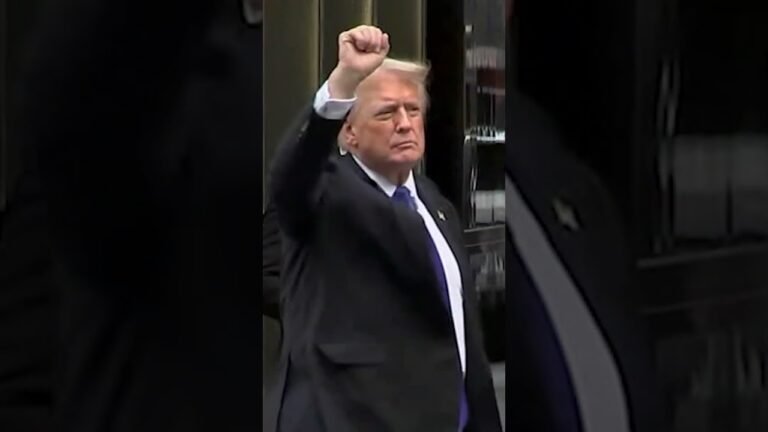 Trump Waves to an Invisible Crowd